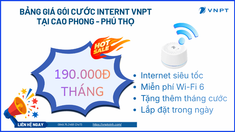 Lắp mạng VNPT Cao Phong, Phú Thọ